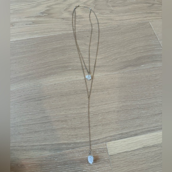 Altard State Statement Necklace Rock Stone Jewel Gold White Charm - Picture 1 of 4